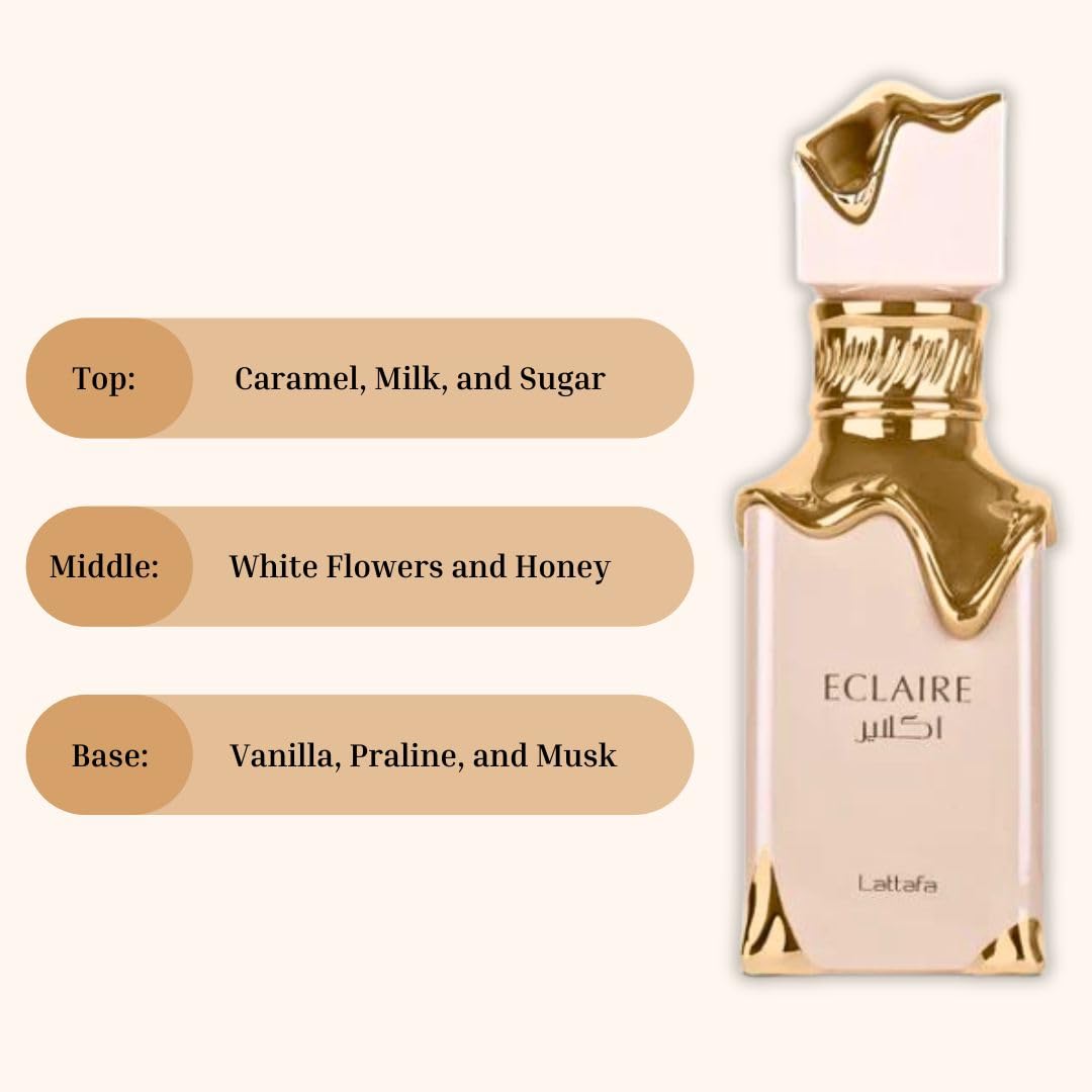 Lattafa Eclaire for Women Eau de Parfum Spray, 3.4 Ounce / 100 ml