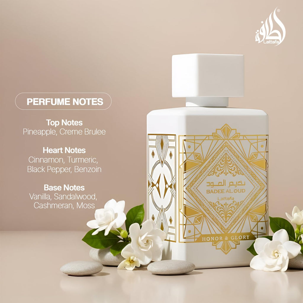 Lattafa Bade'e Al Oud Honor & Glory - Fruity, Vanilla, Warm Spicy, Woody - Eau de Parfum Long-Lasting Fragrance for Unisex, 3.40 Ounce / 100 ml | Long-Lasting Fragrance