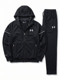 Under Armour Men's Hooded Tracksuit Set – Full-Zip Performance Jacket and Jogger Pants Fleece Sportswear