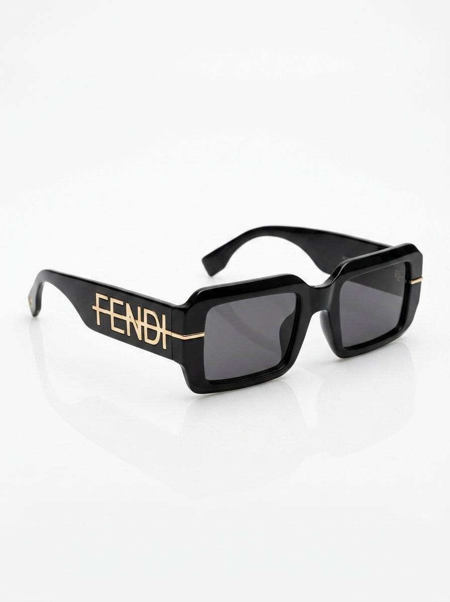 Luxury Black Square Sunglasses for Men & Women – Premium Acetate Geometric Eyewear with Gold Hardware & Tinted Lenses