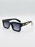 Luxury Black Square Sunglasses for Men & Women – Premium Acetate Geometric Eyewear with Gold Hardware & Tinted Lenses