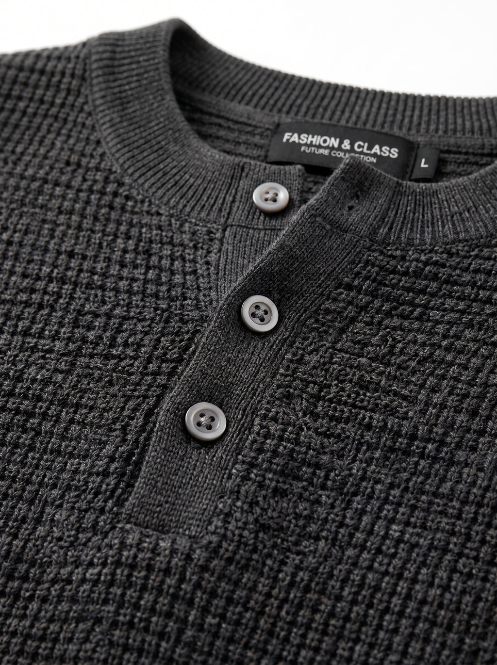 Men's Short Sleeve Knit Henley Shirt – Textured  Casual Polo Knitwear
