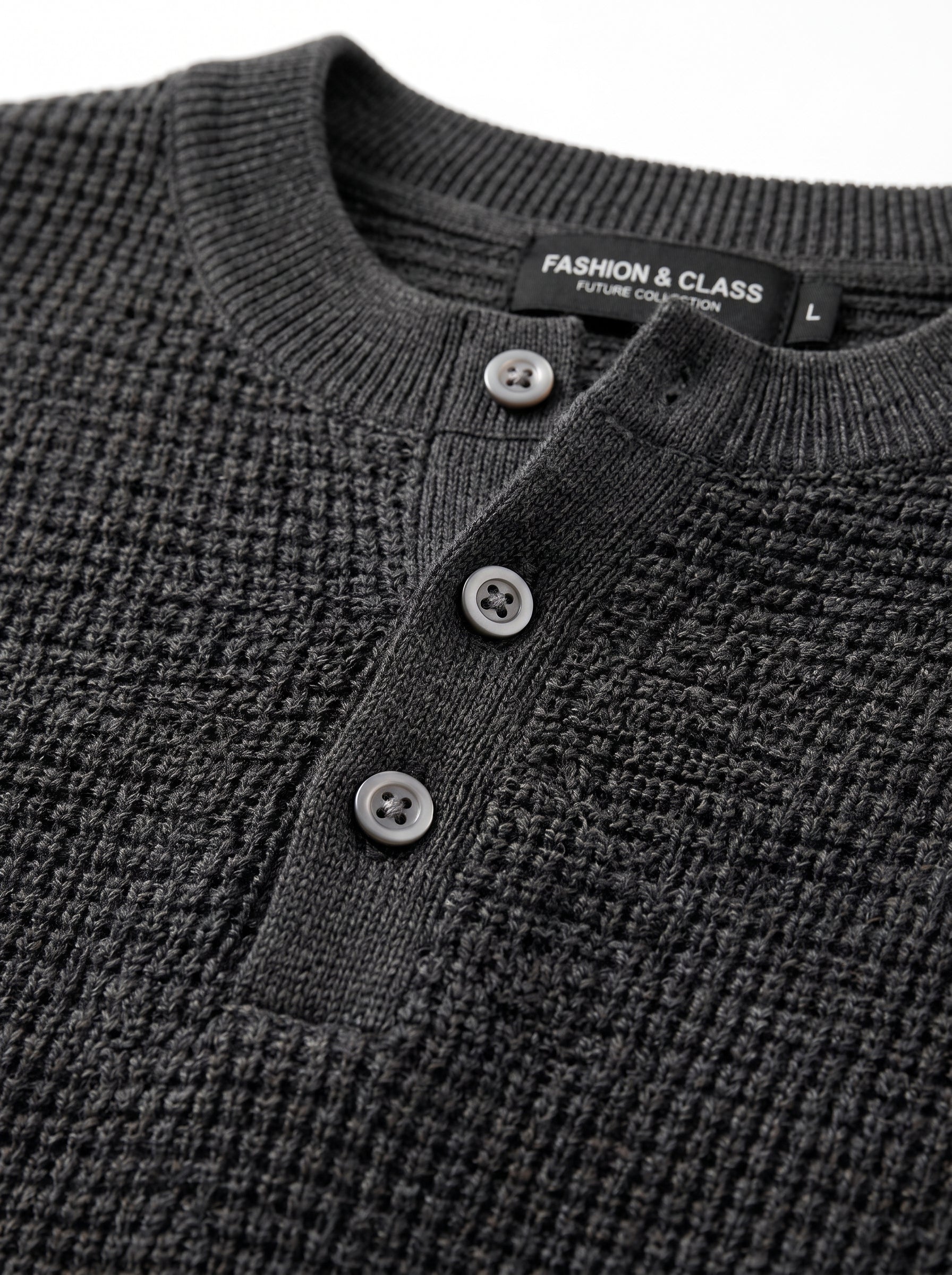 Men's Short Sleeve Knit Henley Shirt – Textured  Casual Polo Knitwear