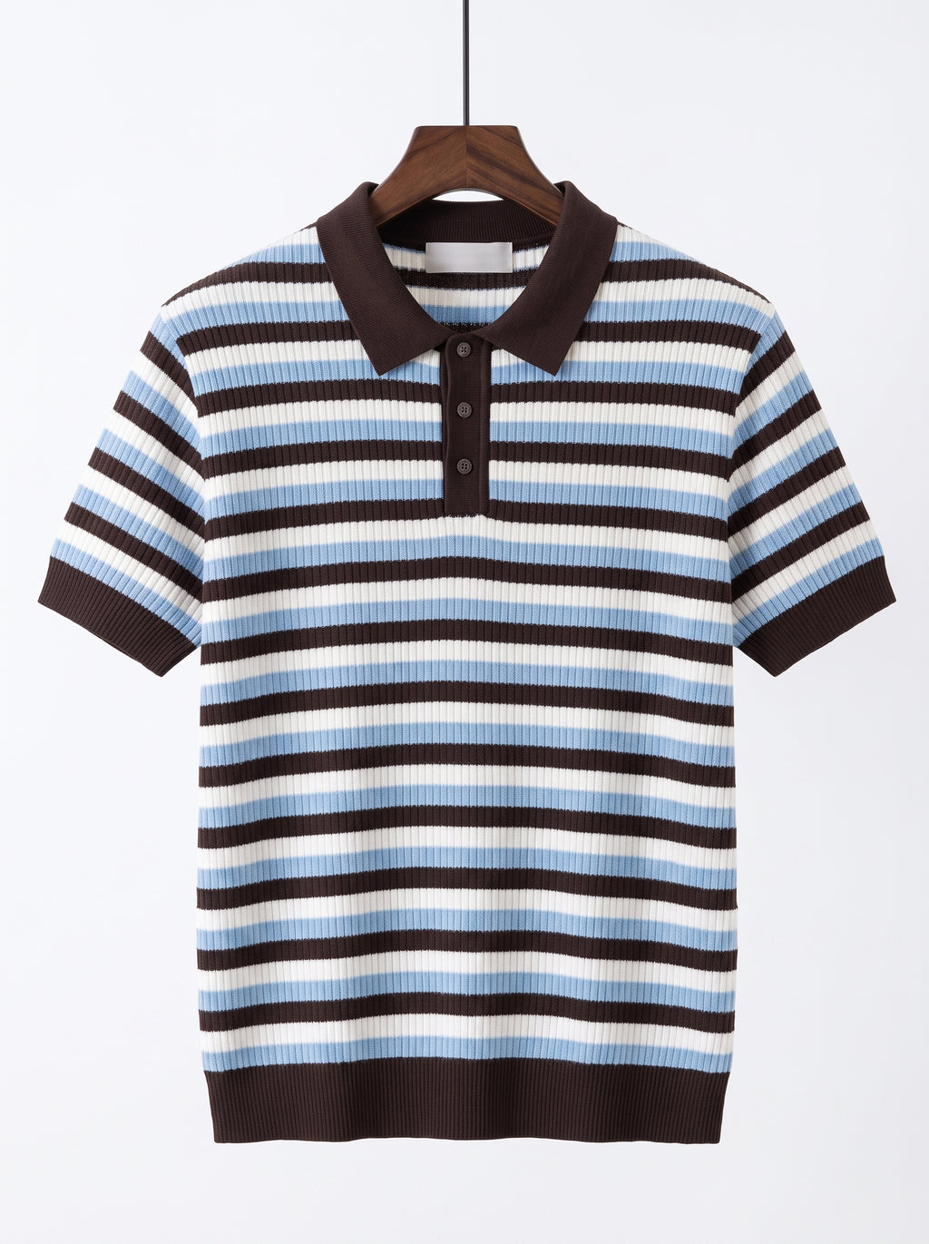 Men's Ribbed Knit Polo Shirt – Short Sleeve Striped Sweater Polo, Retro Multi-Color Casual Knitwear