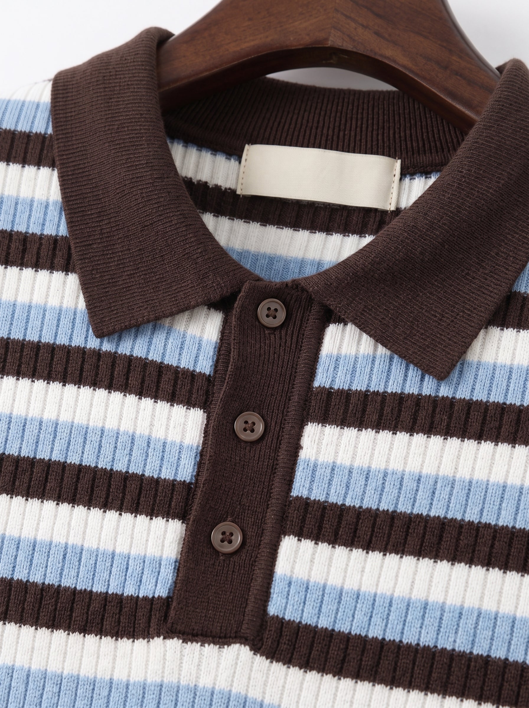 Men's Ribbed Knit Polo Shirt – Short Sleeve Striped Sweater Polo, Retro Multi-Color Casual Knitwear