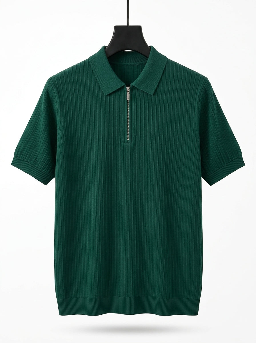 Men's Short Sleeve Knit Henley Shirt – Textured  Casual Polo Knitwear