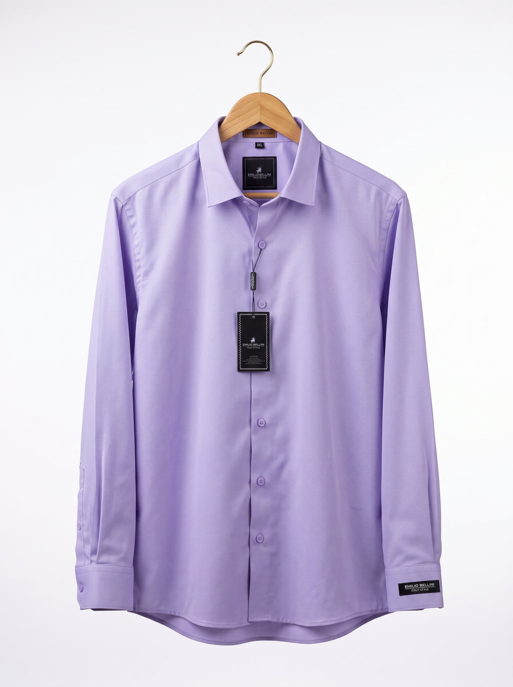 Emilio Bellini Men’s Premium Textured Dress Shirt – Italian Style Long-Sleeve Button-Down