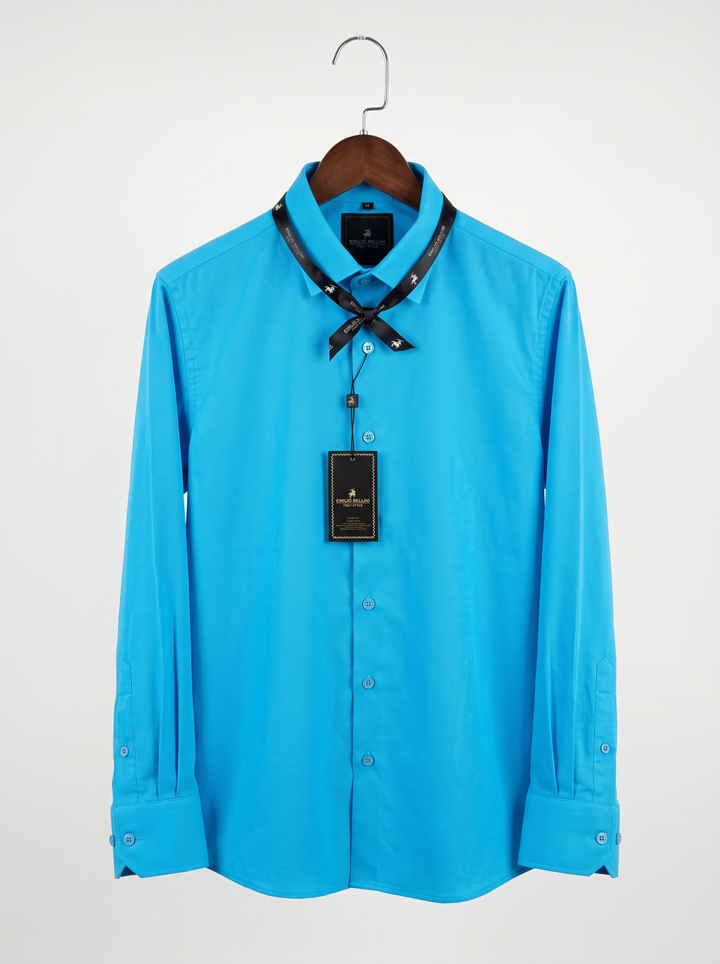 Emilio Bellini Men’s Premium Textured Dress Shirt – Italian Style Long-Sleeve Button-Down