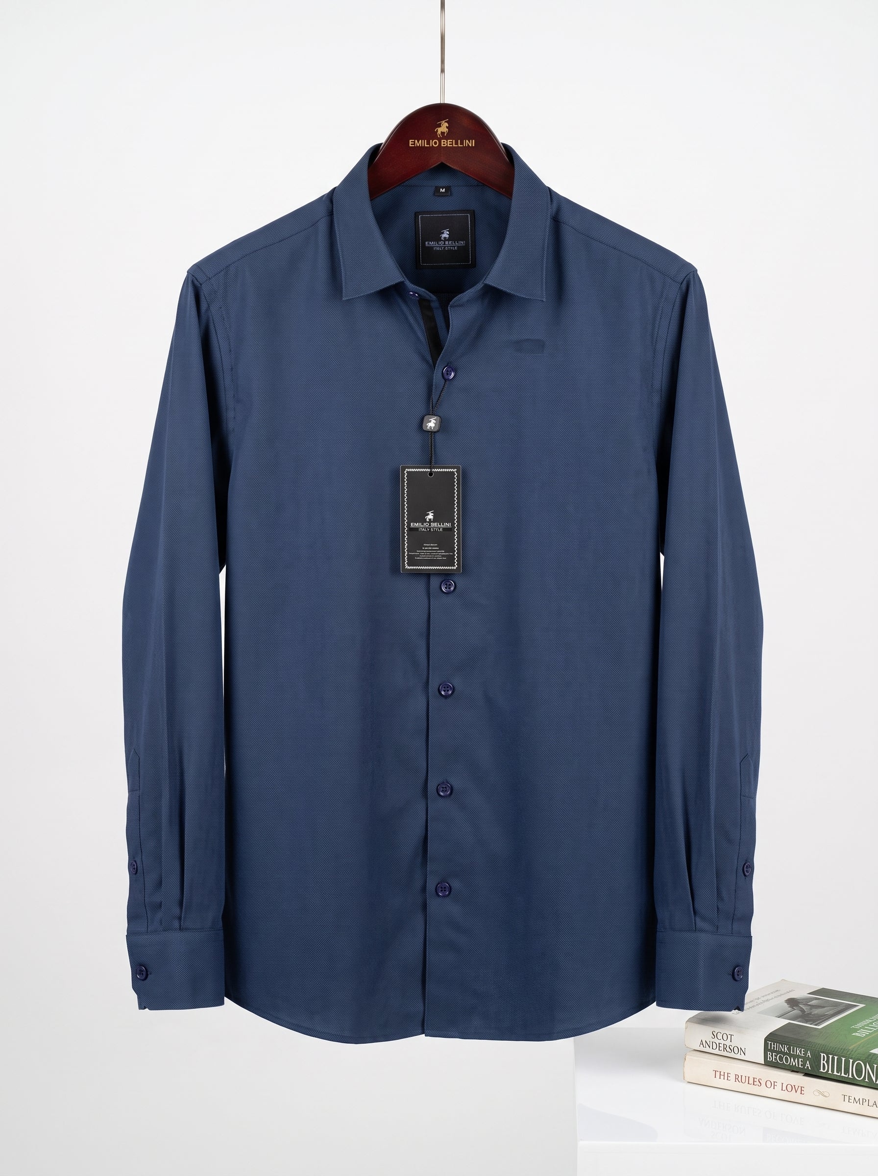 Emilio Bellini Men’s Premium Textured Dress Shirt – Italian Style Long-Sleeve Button-Down