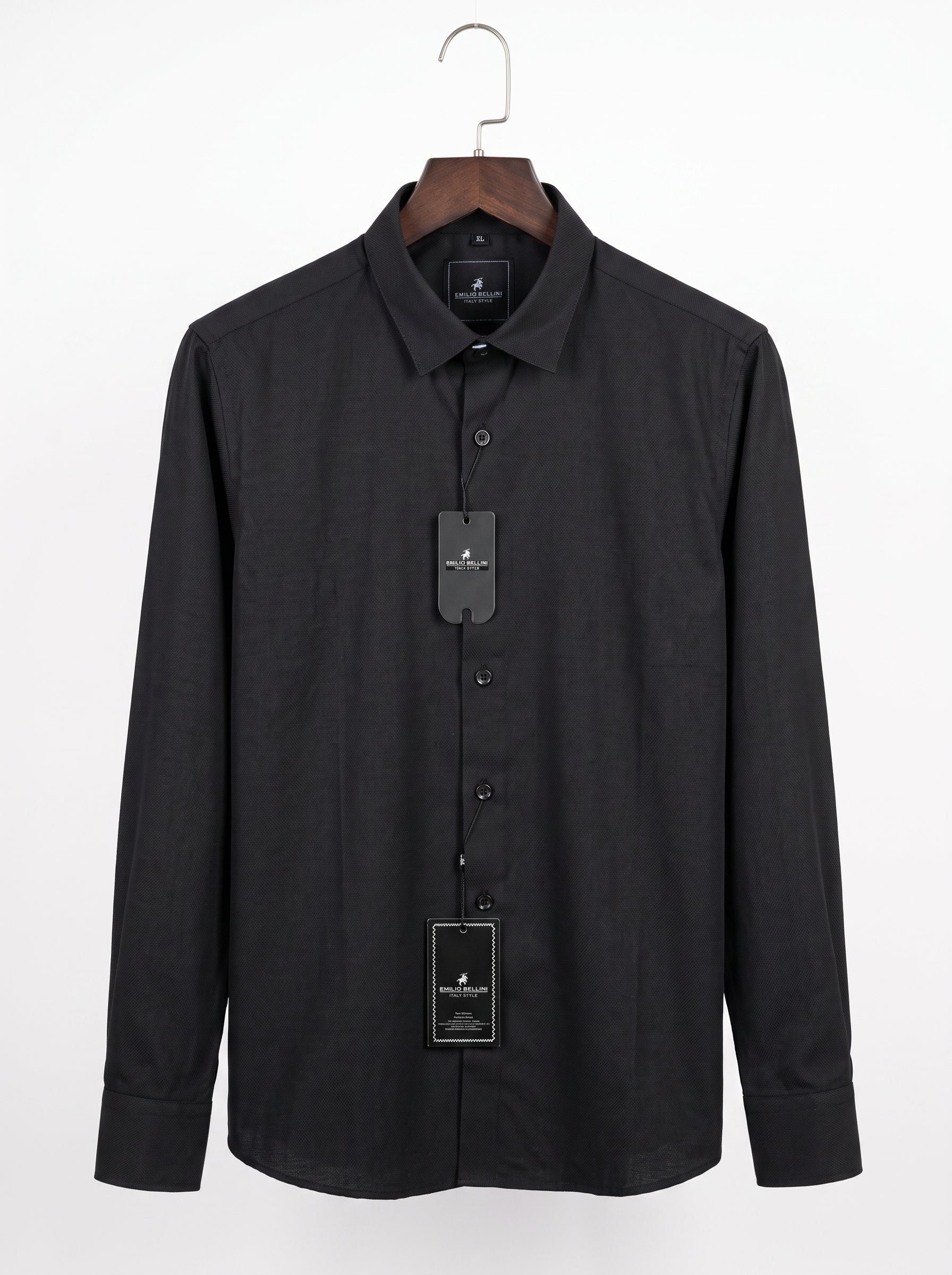 Emilio Bellini Men’s Premium Textured Dress Shirt – Italian Style Long-Sleeve Button-Down