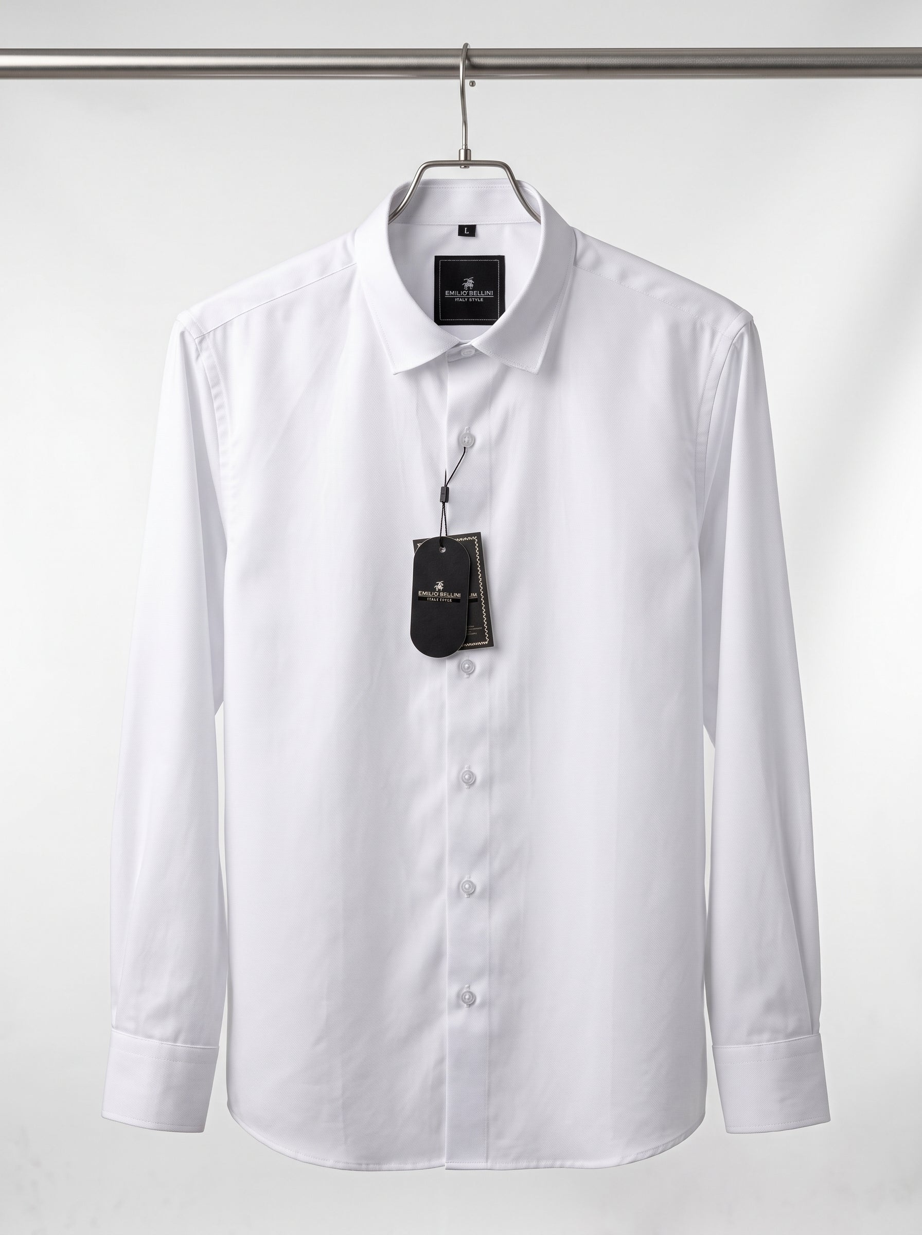 Emilio Bellini Men’s Premium Textured Dress Shirt – Italian Style Long-Sleeve Button-Down