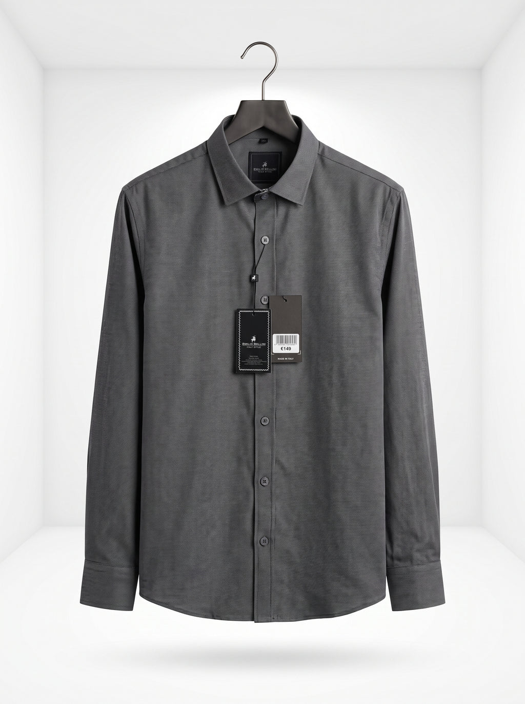 Emilio Bellini Men’s Premium Textured Dress Shirt – Italian Style Long-Sleeve Button-Down