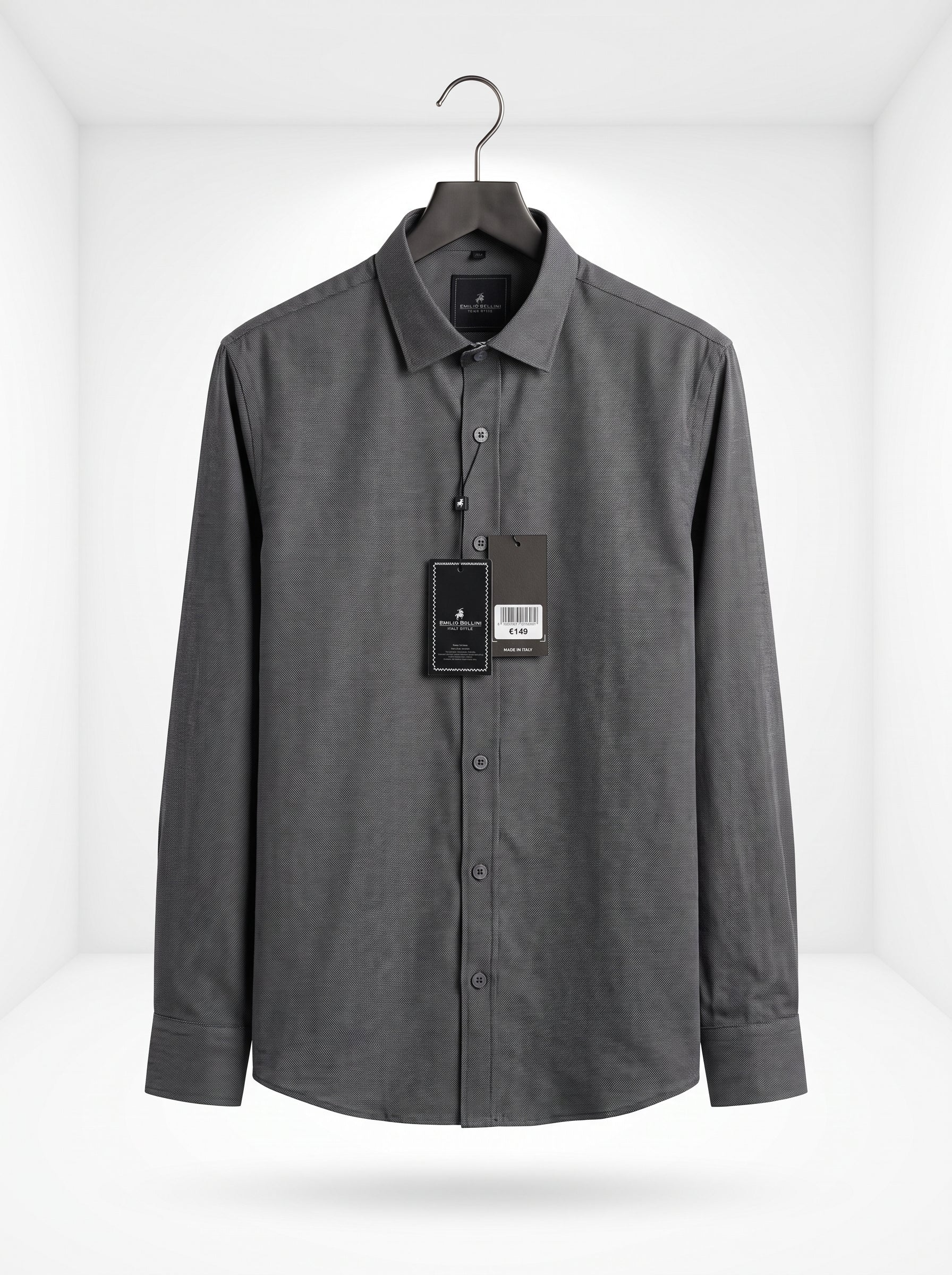 Emilio Bellini Men’s Premium Textured Dress Shirt – Italian Style Long-Sleeve Button-Down