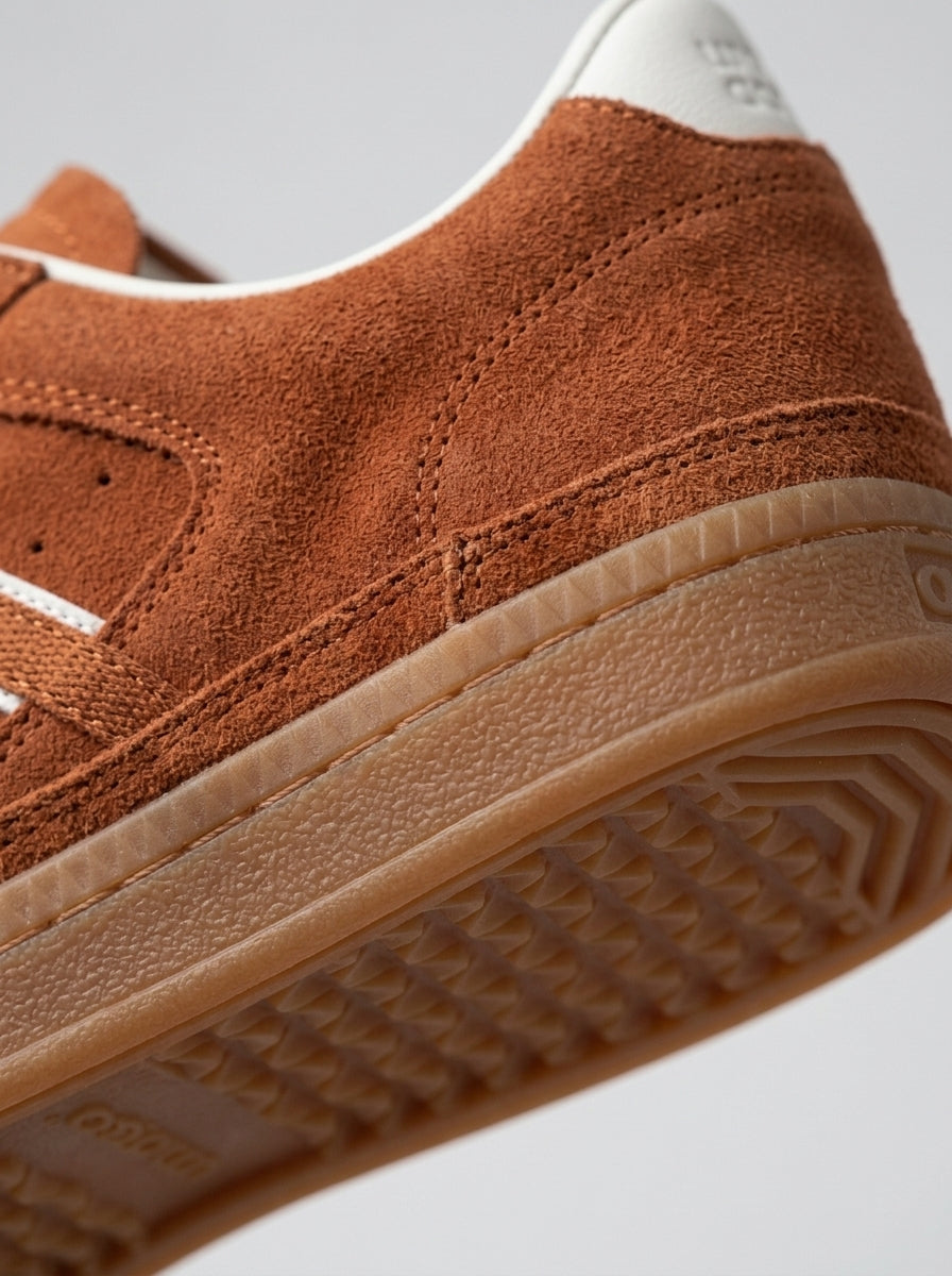 Men's Brown Suede Casual Sneakers - Retro Low Top Gum Sole Shoes