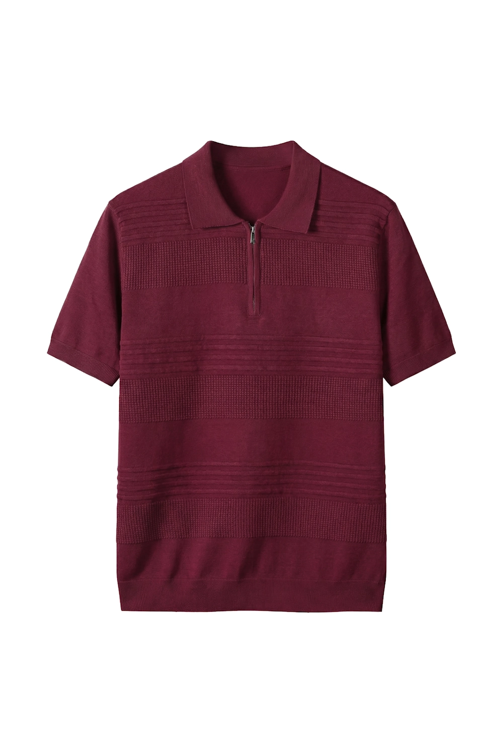 Men's Premium Waffle and Ribbed Textured Quarter-Zip Knit Polo Shirt