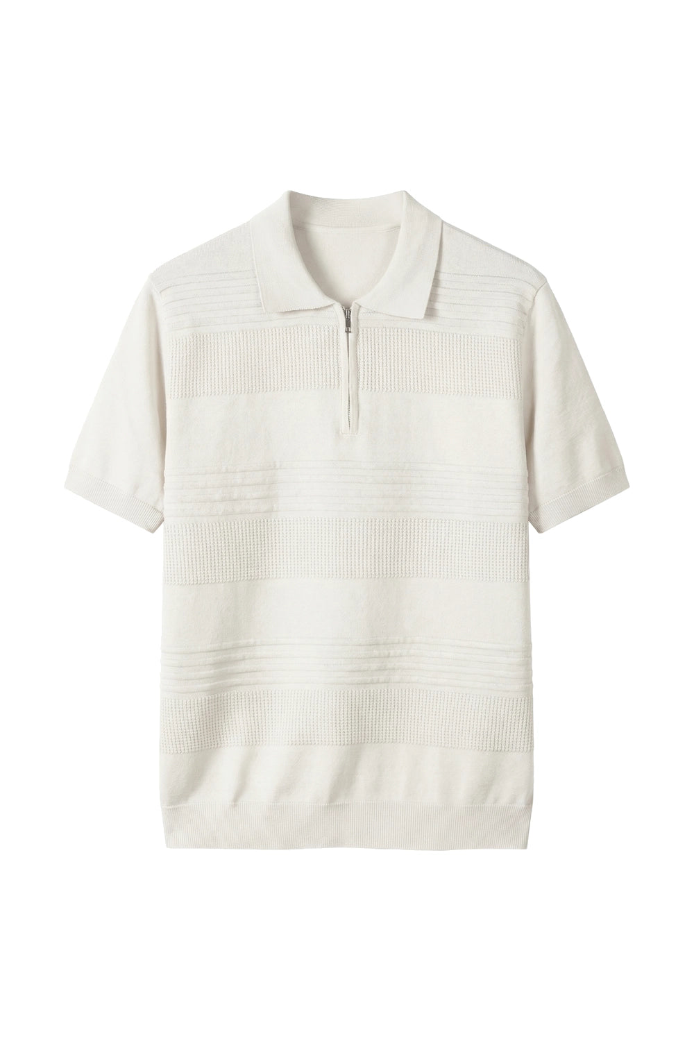 Men's Premium Waffle and Ribbed Textured Quarter-Zip Knit Polo Shirt