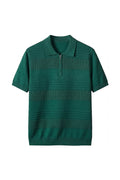Men's Premium Waffle and Ribbed Textured Quarter-Zip Knit Polo Shirt