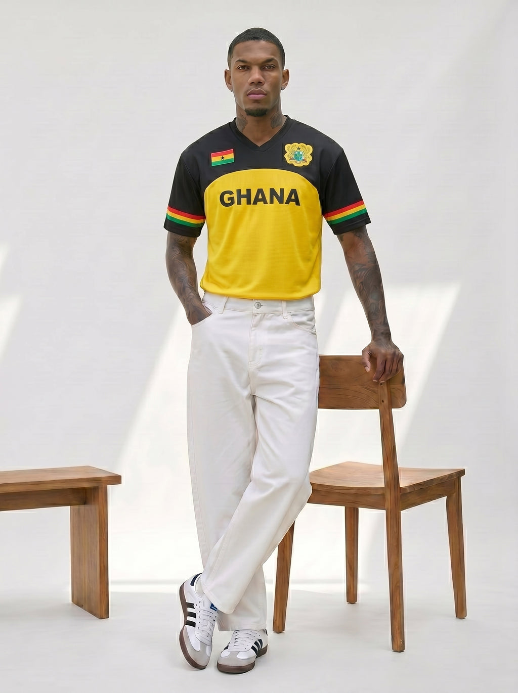Ghana Black Star Jersey - Good Quality Black and Yellow Design