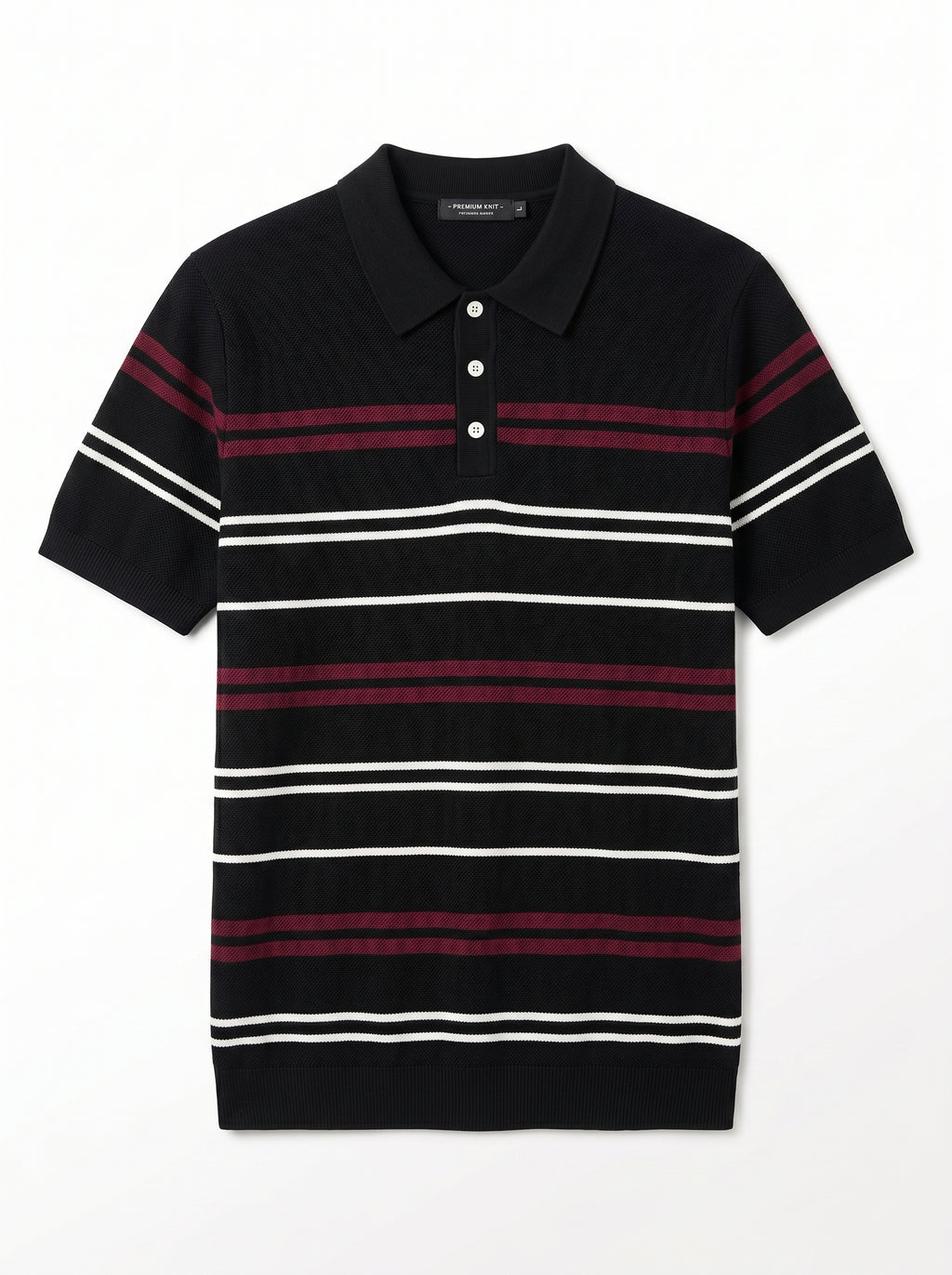 Men's Retro Striped Knit Polo Shirt – Short Sleeve Vintage Sweater Polo.