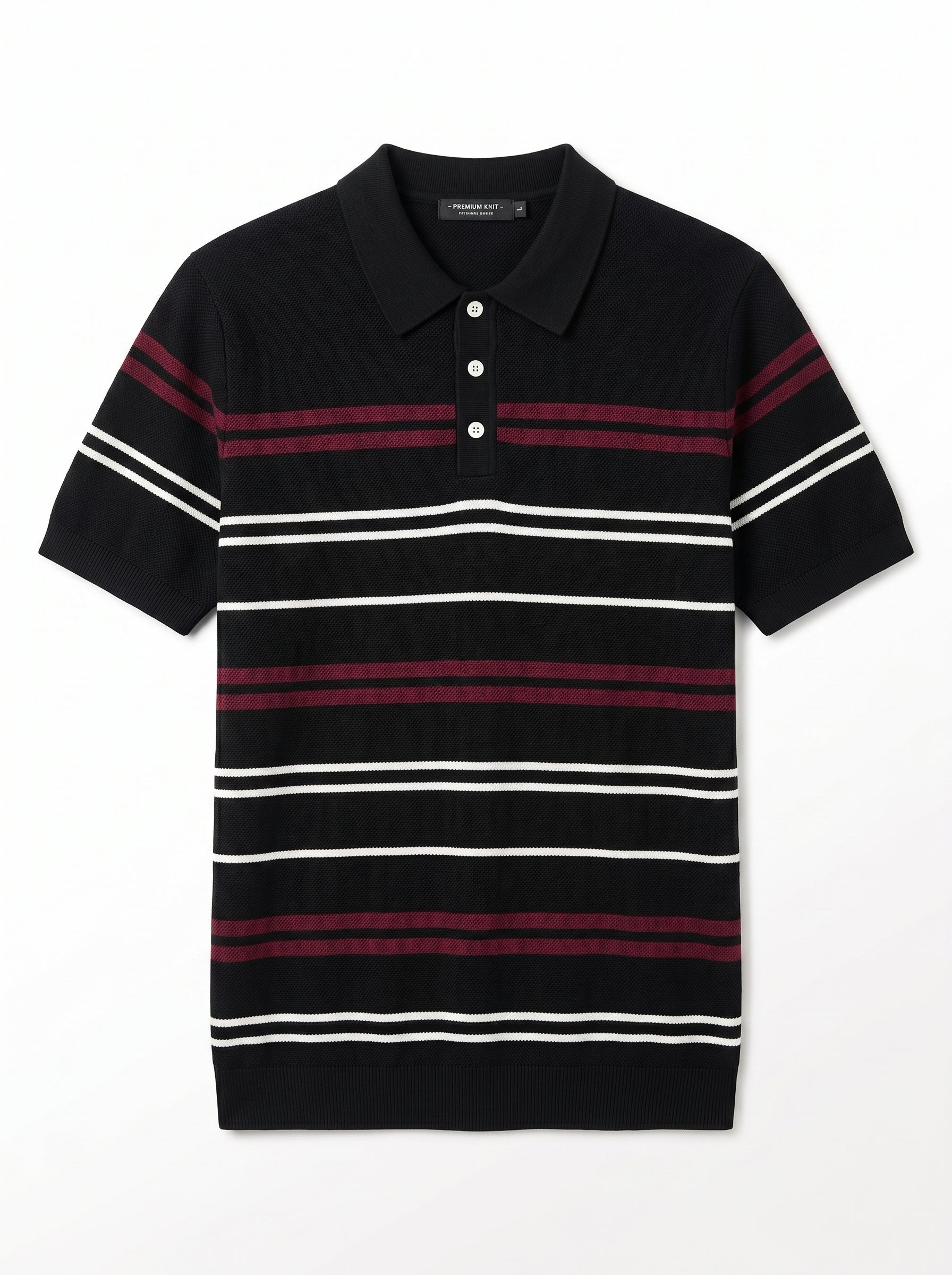 Men's Retro Striped Knit Polo Shirt – Short Sleeve Vintage Sweater Polo.
