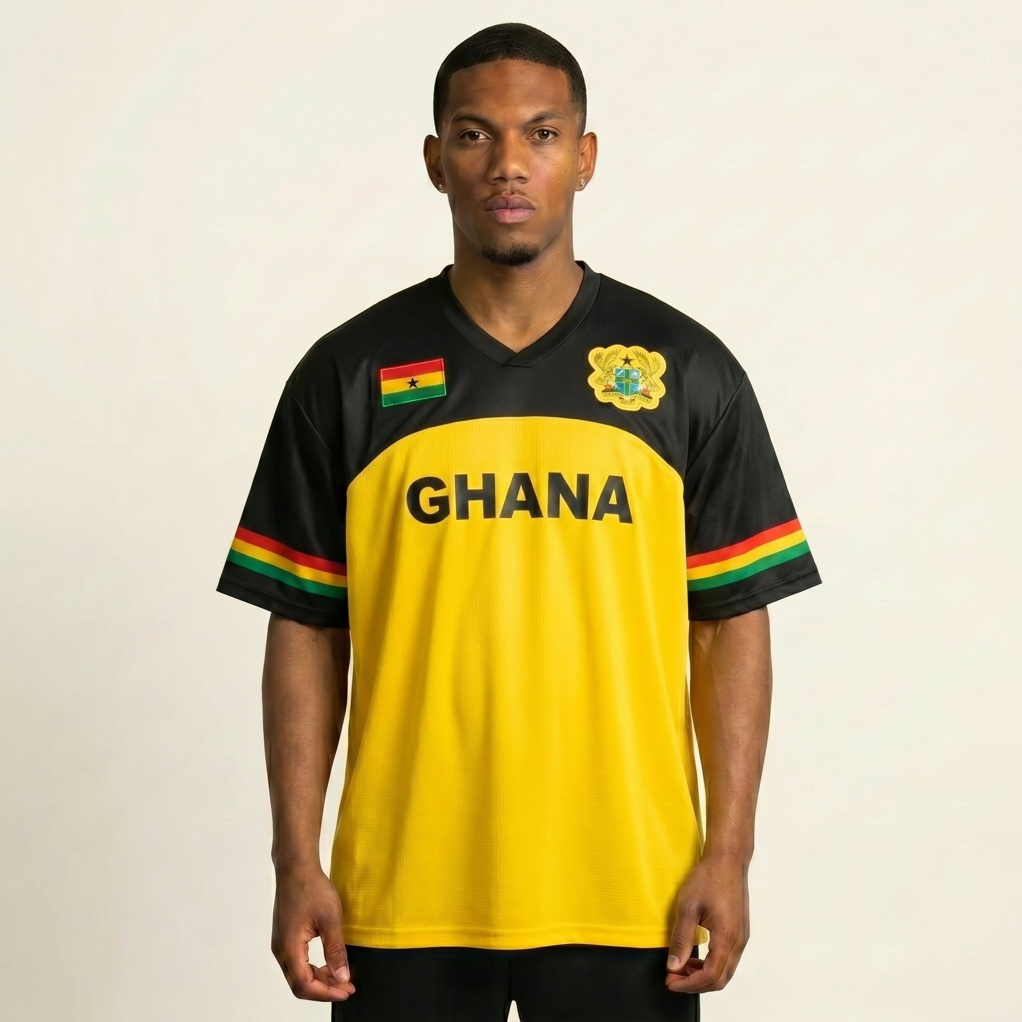 Ghana Black Star Jersey - Good Quality Black and Yellow Design