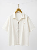 Premium Off-White Textured Knit Zip-Up Polo Shirt - Short Sleeve Retro Luxury Streetwear