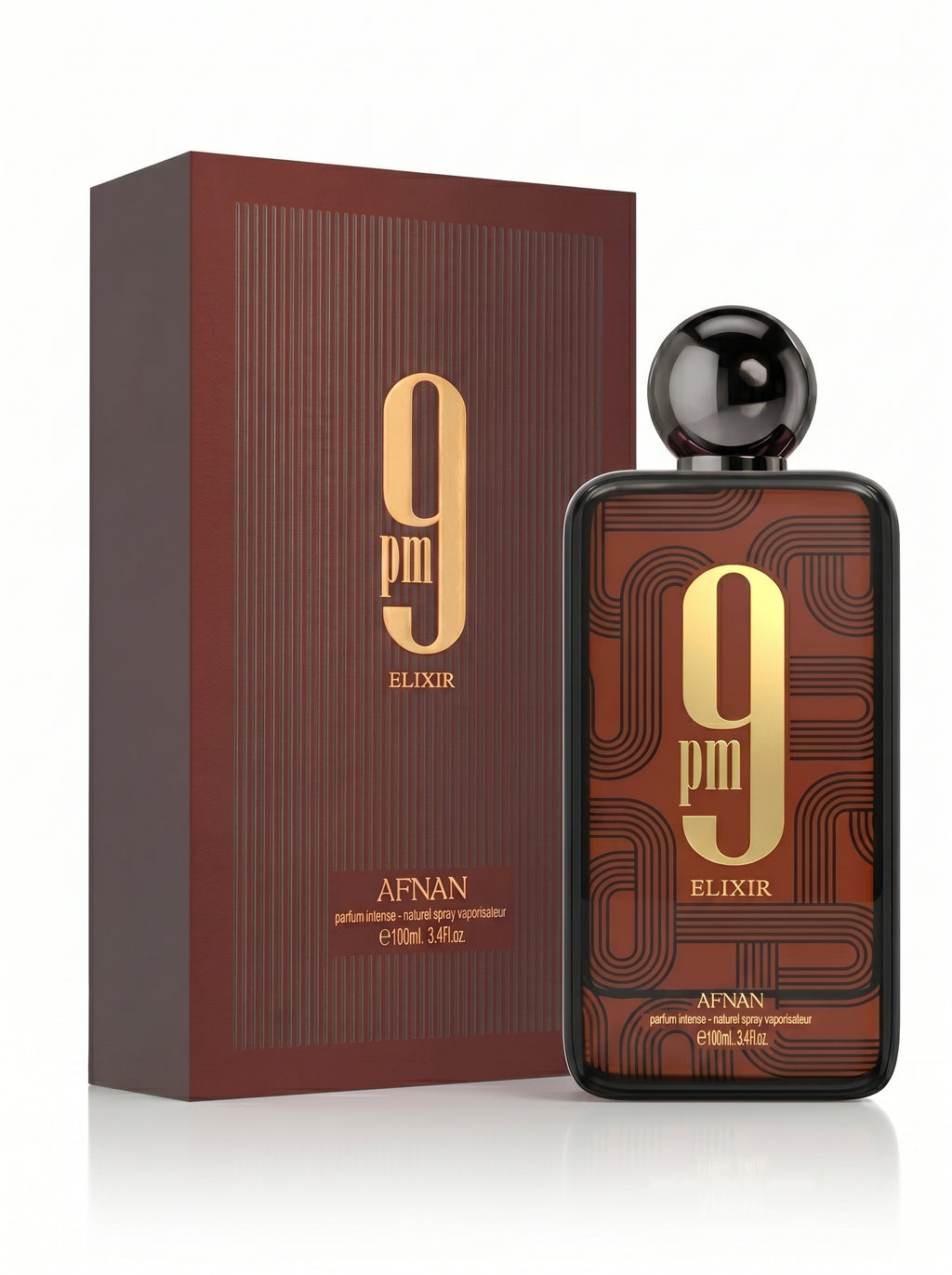 Afnan 9 PM Elixir Unisex Extrait de Parfum, 3.4 Fl. Oz / 100ml