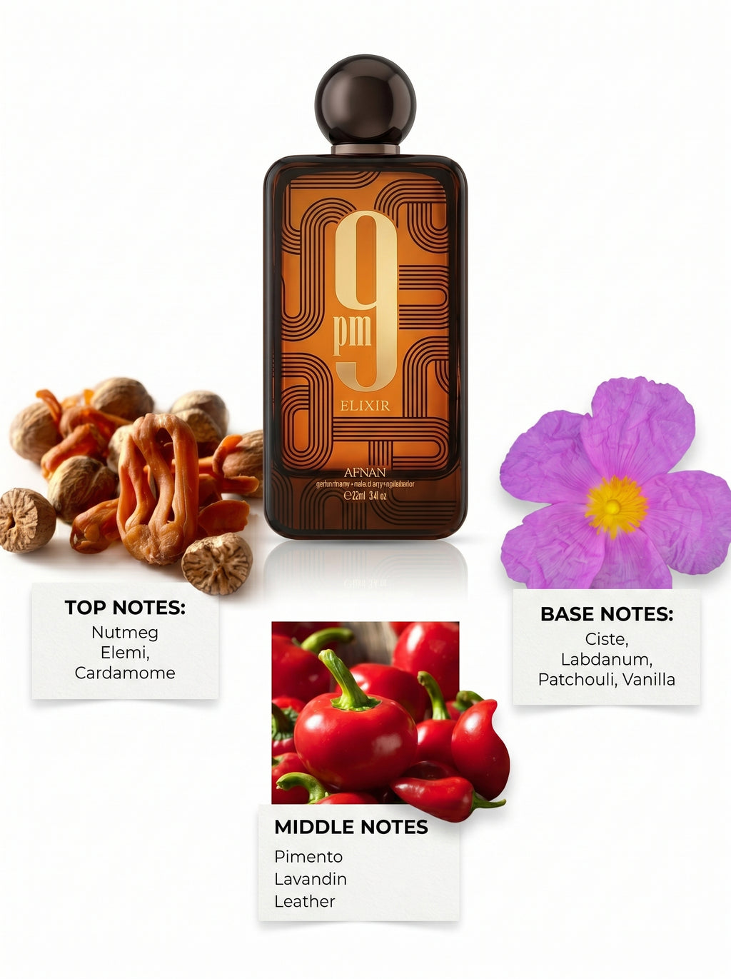 Afnan 9 PM Elixir Unisex Extrait de Parfum, 3.4 Fl. Oz / 100ml