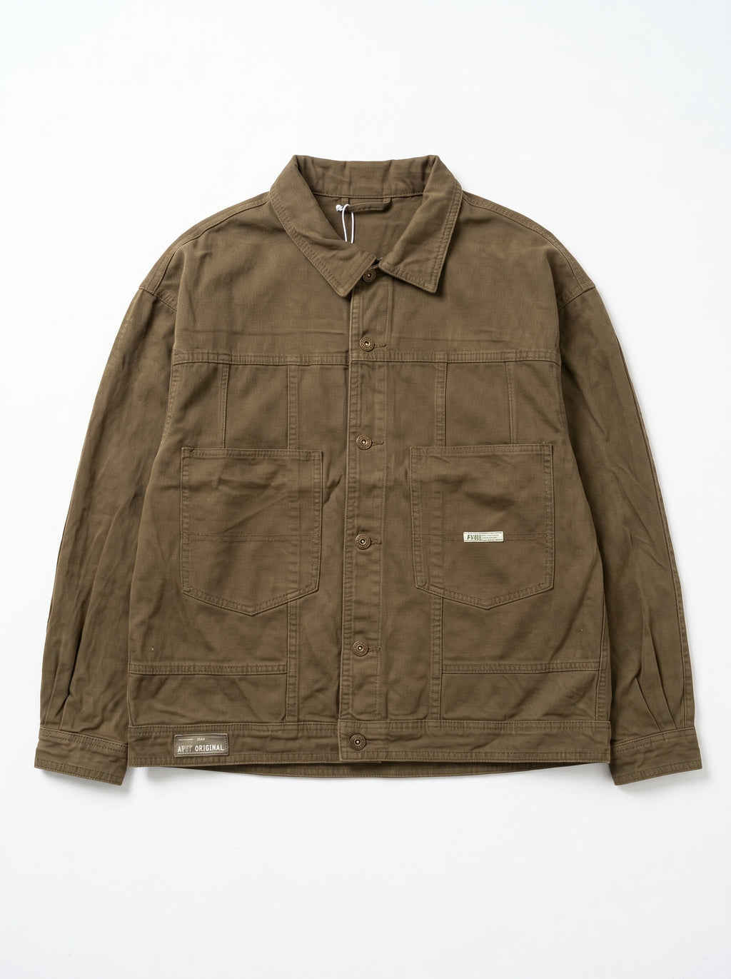 Men's Utility Canvas Chore Jacket in Olive Brown