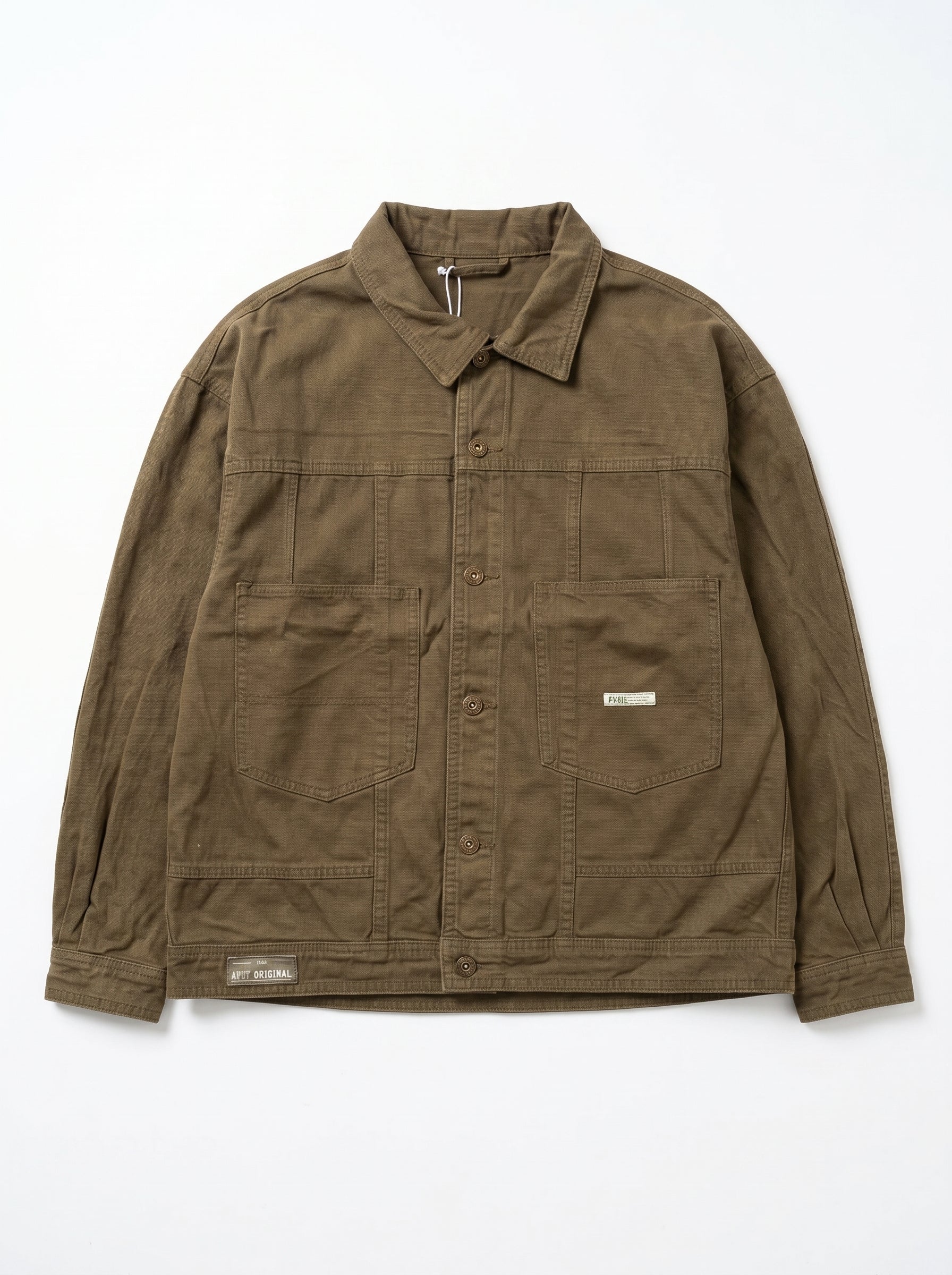 Men's Utility Canvas Chore Jacket in Olive Brown