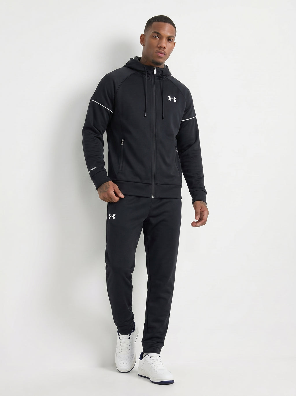Under Armour Men's Hooded Tracksuit Set – Full-Zip Performance Jacket and Jogger Pants Fleece Sportswear
