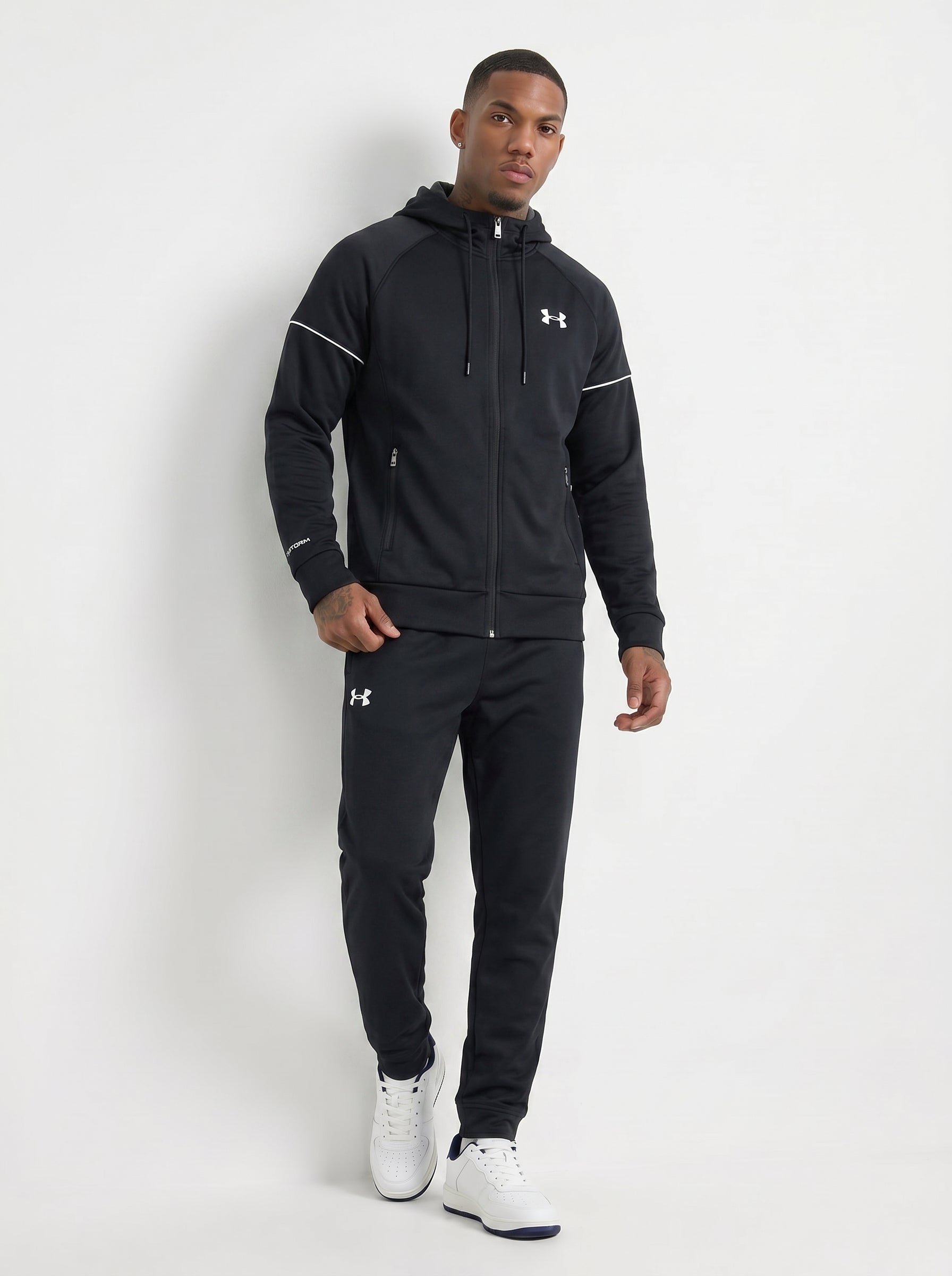 Under Armour Men's Hooded Tracksuit Set – Full-Zip Performance Jacket and Jogger Pants Fleece Sportswear