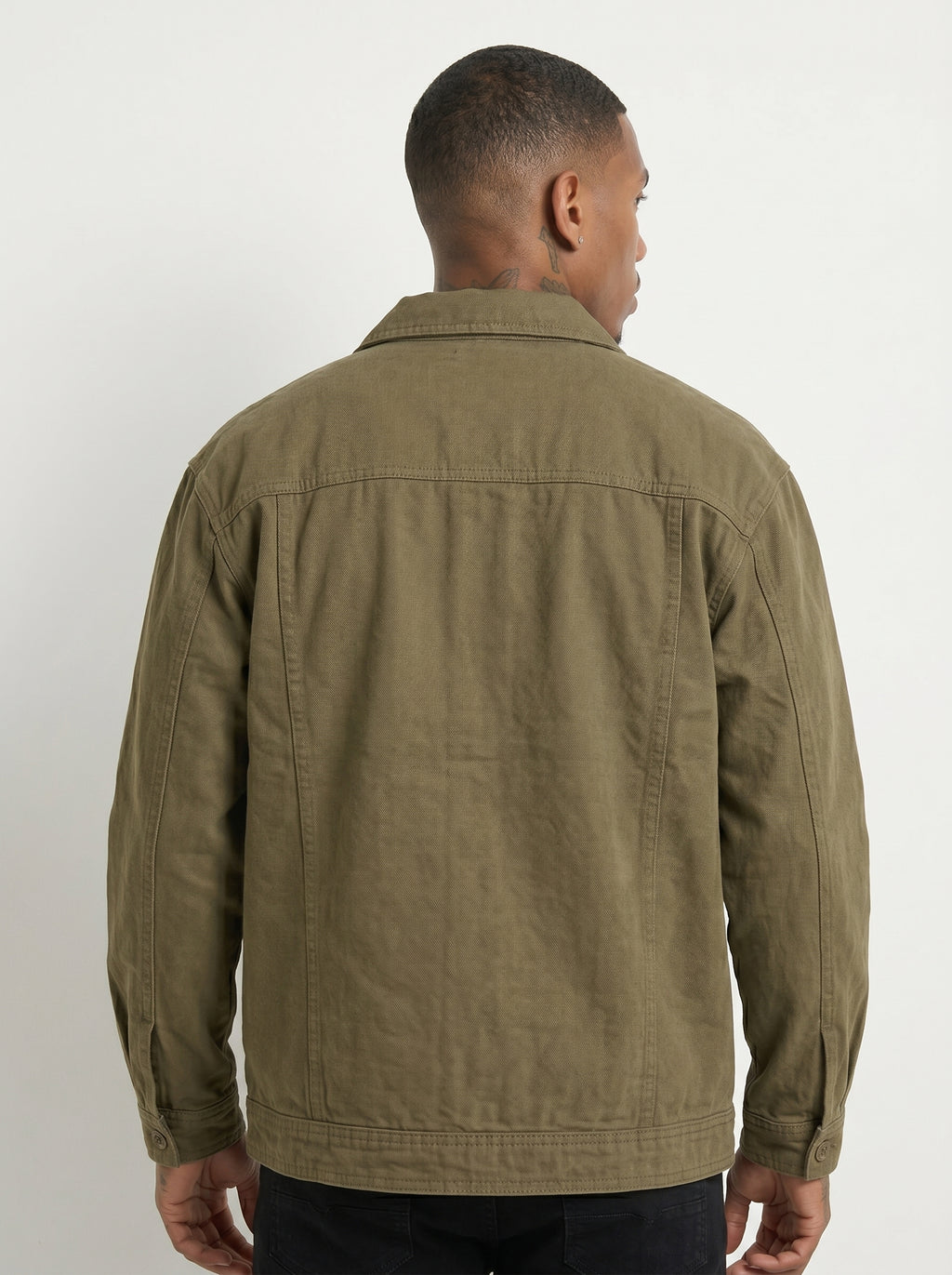 Men's Utility Canvas Chore Jacket in Olive Brown