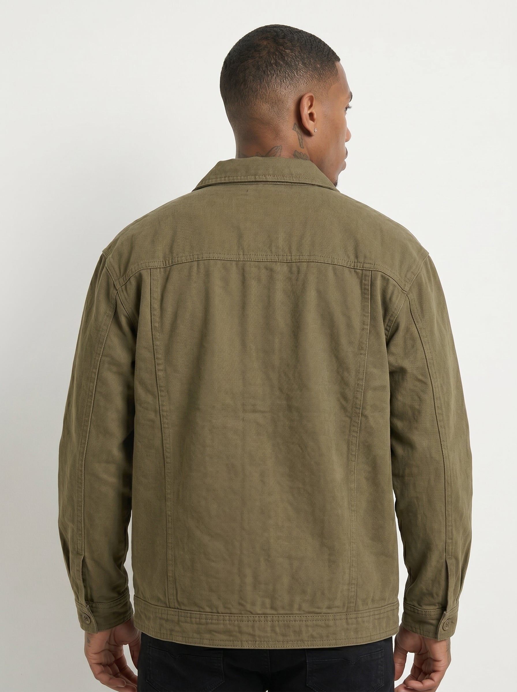 Men's Utility Canvas Chore Jacket in Olive Brown