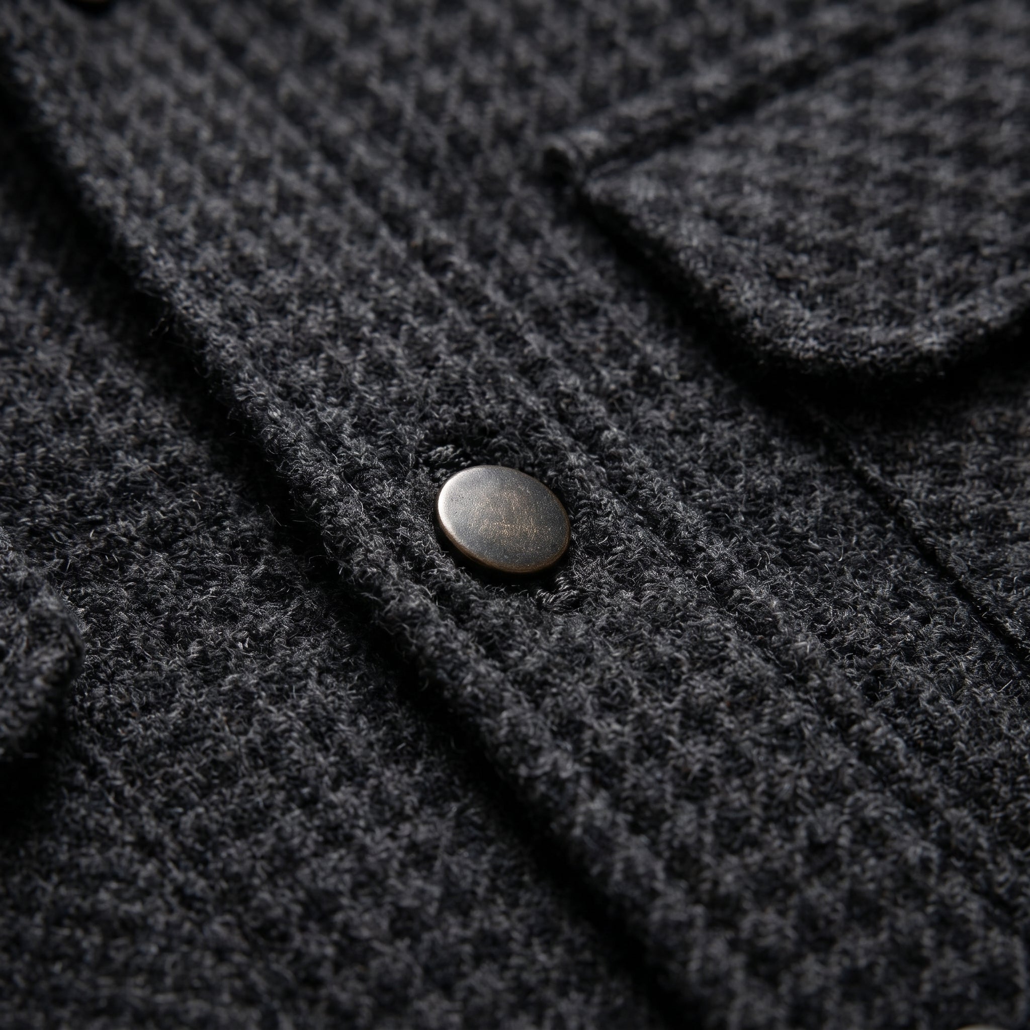 Men's Waffle Knit Overshirt – Textured Button-Down Shacket with Dual Chest Pockets