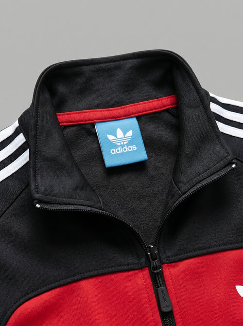 Adidas Men's Colorblock Tracksuit Set – Red and Black Full-Zip Track Jacket and Joggers Trefoil Sportswear